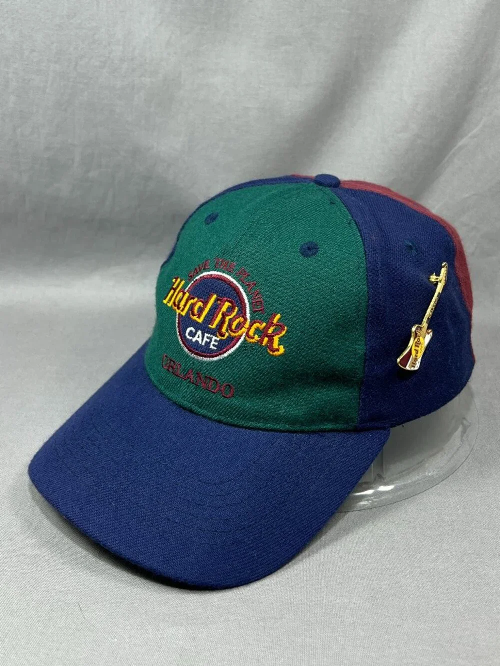 Hard Rock Cafe Orlando Florida Snapback Guitar Hat Pin Adjustable Colorblock Cap